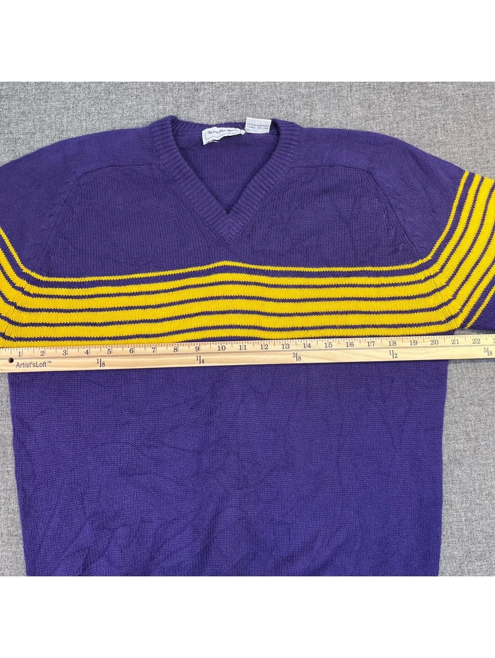 Vintage Men's 70s BRIAN MACNEIL Sportswear Long Sleeve V-Neck Knit Sweater M